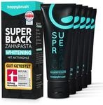 happybrush Vegane Aktivkohle Zahnpasta SuperBlack mit Minze Geschmack 5er Pack -