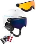 Black Crevice Skihelm Arlberg mit 2 Visier, Carbon wei&szlig;/blau, S/M