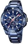 Festina Herren Uhr Analog aus Edelstahl 316L Blau - Quarzwerk - Chronograph -