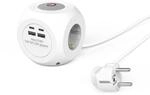 Hama Steckdosenw&uuml;rfel, 3-Fach, USB-C/A, 17 W, mit Schalter, 1,4 m, Wei&szlig;, Extra