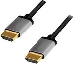 LogiLink CHA0103 - HDMI Anschlusskabel 4K/60 Hz, Alu, schwarz/grau, 5 m