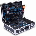 Scheppach TB200 Aluminium Werkzeugkoffer gef&uuml;llt 141-tlg Werkzeug Set 