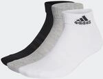 adidas Unisex Cushioned Sportswear Ankle Socks 3 Pairs, Medium Grey Heather / White /