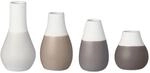 R&auml;der Minivasen Set 4-teilig aus Porzellan in der Farbe Grau, Ma&szlig;e: 4cm-8cm,...