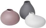 blomus Vasen-Set Nona | 3-teilig | Porzellan | Farben Bark, Micro Chip & Pewter 