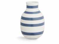 Kähler Vase H12.5 cm Omaggio Originaldesign mit handgemalte Streifen, blau