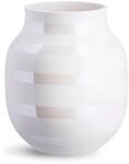 K&auml;hler Vase H20 cm Omaggio Originaldesign mit handgemalte Streifen, Weiss