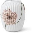 K&auml;hler Vase H21 cm Hammersh&oslash;i Poppy Handarbeit Dekoration Aquarellmalerei, Weiss
