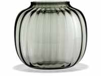 Holmegaard Ovale Vase H17.5 Primula optisches Muster mundgeblasenem Glas, grau