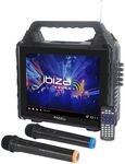 IBIZA KARAVISION tragbarer Karaoke Lautsprecher mit Bildschirm und 2 Funk-Mikrofonen