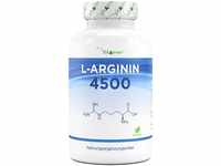 L-Arginin - 365 vegane Kapseln - Premium: 4500 mg 100% reines L-Arginin pro