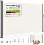 Juskys&reg; Seitenmarkise Dubai 190 x 300 cm ausziehbar Blickdicht, Sichtschutz f&uuml;r