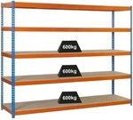 PROREGAL Schwerlastregal Wood Beast Five | HxBxT 200x180x60cm | Fachlast 600kg 