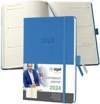 SIGEL C2468 Terminplaner Wochenkalender 2024, ca. A5, blau, Hardcover, 192 Seiten,