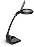 MAUL LED Lupenlampe schwarz MAULiris dimmbar mit Standfu&szlig; und Echtglaslinse