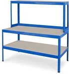 BRB Packtisch/Werkbank mit Aufbau, BxTxH 1500 x 600/300 x 1500 mm, blau
