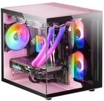 Mars Gaming MC-View Rosa, Micro-ATX Mini Gaming Tower Geh&auml;use, 90&deg; Geh&auml;rtetes Glas