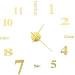 vidaXL 3D Wanduhr Modernes Design 100cm XXL Golden Deko Wand Uhr Wandtattoo