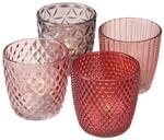 Boltze Windlicht Set Marilu 4-teilig (lila/rosa, Deko-Gl&auml;ser f&uuml;r...