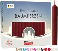 BRUBAKER 20er Pack Baumkerzen Wachs - Weihnachtskerzen - Dunkelrot