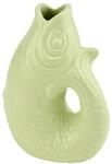 Gift Company Vase Monsieur Carafon XS, Dekovase in Fisch-Form, Steingut, Seafoam, 13