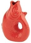 Gift Company Vase Monsieur Carafon XS, Dekovase in Fisch-Form, Steingut, Coral Red,