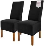 Scheffler Home Stuhlhussen 2er Set Schwarz Jersey Baumwolle Emma | Waschbare
