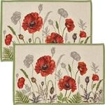 Sander Tischset Poppy Meadow 2er-Pack Gobelin rot-Natur Gr&ouml;&szlig;e 32x48 cm