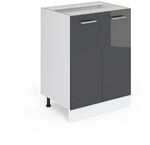 Vicco K&uuml;chenunterschrank R-Line, Anthrazit Hochglanz, 60 cm ohne Arbeitsplatte, zur
