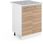 Vicco K&uuml;chenunterschrank R-Line, Sonoma, 60 cm, AP Marmor, zur freien...