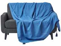 Homescapes große Tagesdecke Rajput, blau, Wohndecke aus 100% Baumwolle, 225 x...