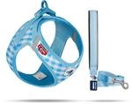 Vest Harness curli Clasp Air-Mesh SkyBlue-Caro M & Leash L