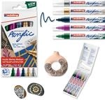 edding 5100 Acrylmarker - gr&uuml;n violett blau silber gold - 5 Acrylfarben Set