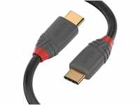 LINDY 36900 0.5m USB 3.1 Typ C Kabel, 5A PD, Anthra Line