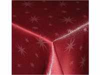 Tischdecke Weihnachten 135 cm Rund Rot Lurex Sterne Weihnachtstischdecken...