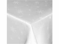 Tischdecke Weihnachten 135 cm Rund Weiß Lurex Sterne Weihnachtstischdecken
