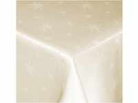 Tischdecke Weihnachten 130 x 160 cm Creme Lurex Sterne Weihnachtstischdecken