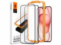 Spigen AlignMaster Schutzfolie kompatibel mit iPhone 15 Plus, 2 Stück, Volle