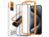 Spigen AlignMaster Schutzfolie kompatibel mit iPhone 15 Pro, 2 Stück, Volle