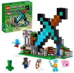 LEGO 21244 Minecraft Der Schwert-Au&szlig;enposten Set, Spielzeug mit Creeper, Soldat,