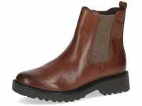 CAPRICE Damen Chelsea Boots Memotion aus Leder Flach Weite G, Braun (Cognac Nappa),