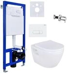 ALONI H&auml;nge-WC Komplettset, sp&uuml;lrandlos, Taharet/Bidet aus Edelstahl mit