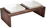 Replus | Futterstation Meshidai Doppelnapf in Walnuss | L 37 x B 19 x H 10 cm,...