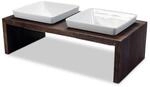 Replus | Futterstation Meshidai Doppelnapf in Walnuss | L 52 x B 26 x H 15 cm,...