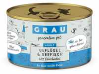 GRAU – das Original – Nassfutter für Katzen - Geflügel & Seefisch, 6er...
