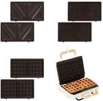 CREATE/STONE STUDIO/Doppelter Sandwichmaker und Grill in Cremewei&szlig; / 3 austauschbare