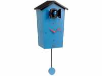KOOKOO Birdhouse blau, Moderne Kuckucksuhr mit Pendel, Design Wanduhr mit 12