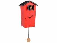 KOOKOO Birdhouse rot, Moderne Design Kuckucksuhr mit 12 heimischen Vogelstimmen...