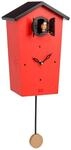 KOOKOO Birdhouse rot, Moderne Design Kuckucksuhr mit 12 heimischen Vogelstimmen oder