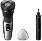 Philips S3143/02 Rotationsrasierer, nass und trocken, Schwarz, Silber